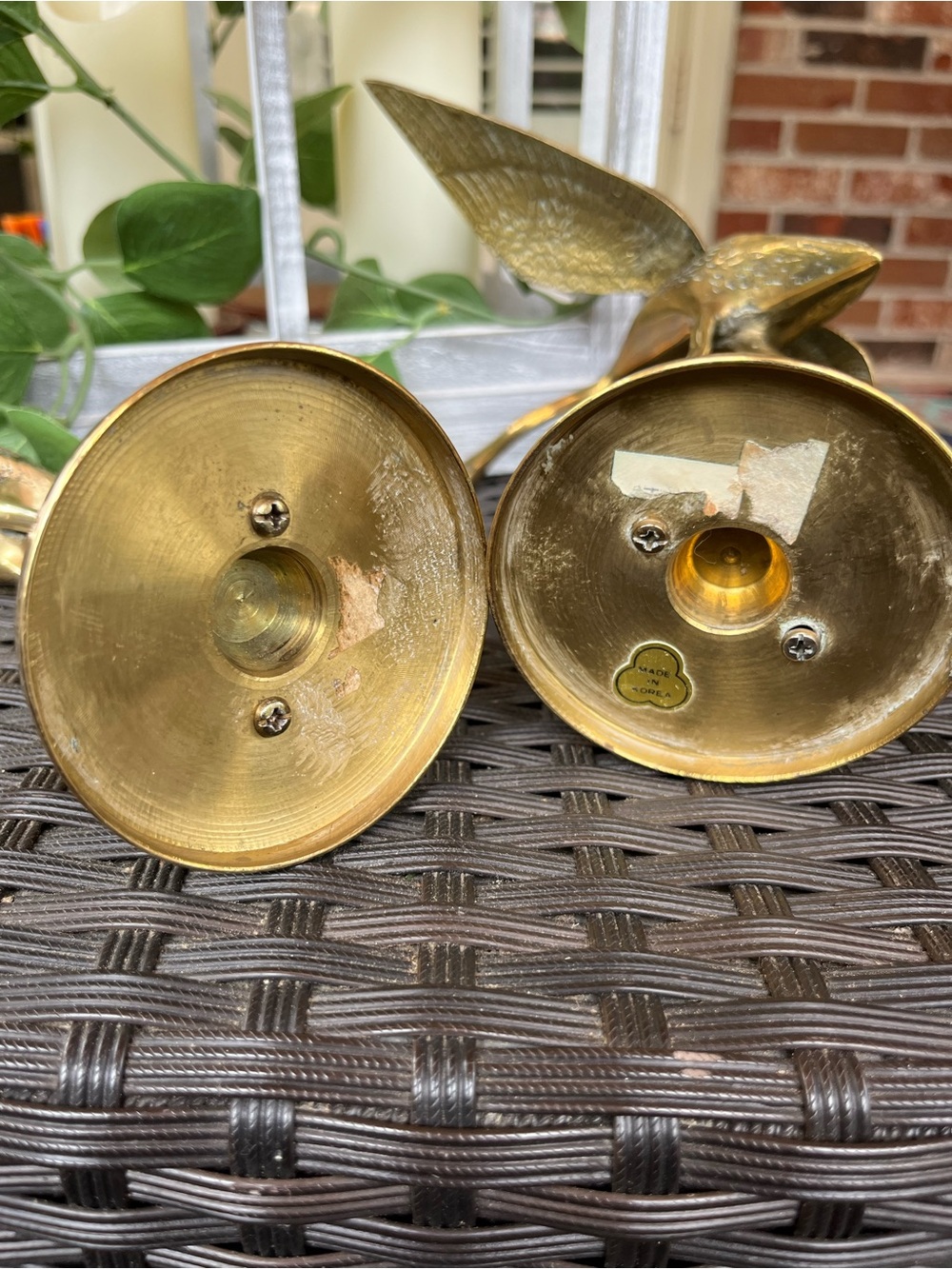 Vintage Brass Crane Bird Figurines - Gold Tone Set of Two - Picture 6 of 8